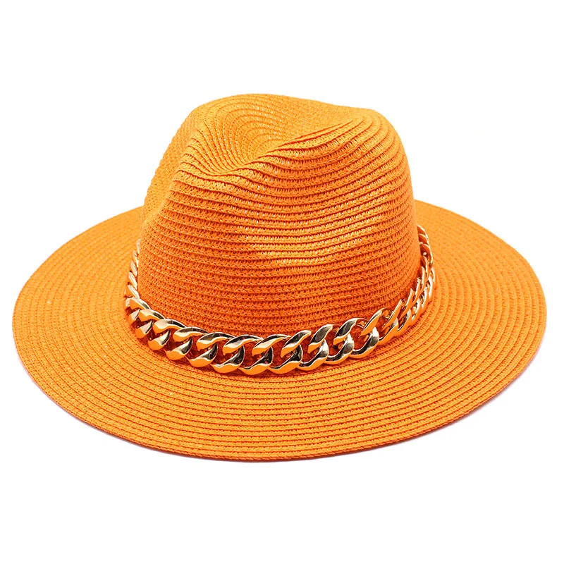 Sun hat straw hat grass green donut chain accessories beach style ladies straw fedora unisex панама