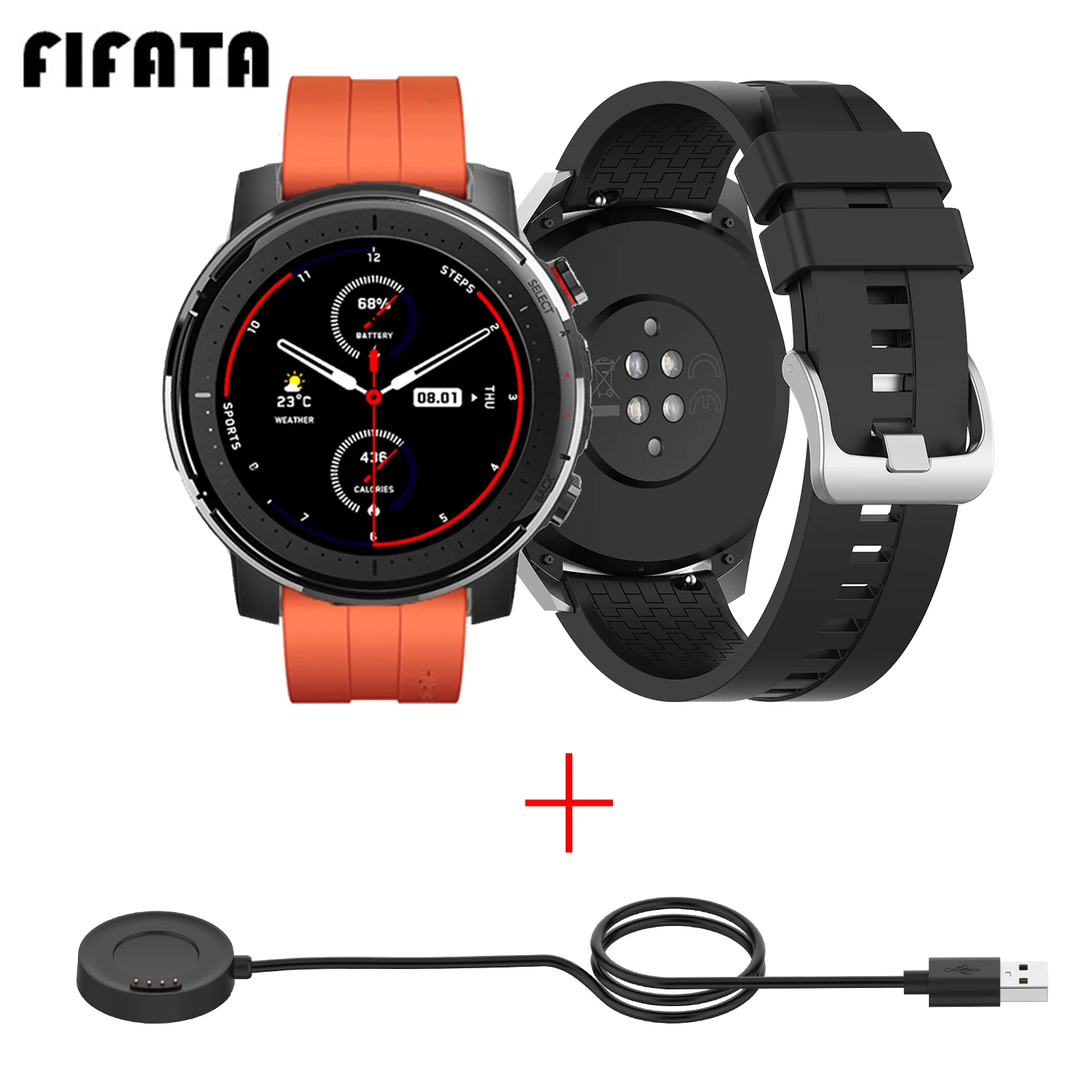 

Портативная док-станция FIFATA 2 в 1 с usb-портом для быстрой зарядки + Мягкий силиконовый ремешок для часов для смарт-часов Xiaomi Huami Amazfit Stratos 3
