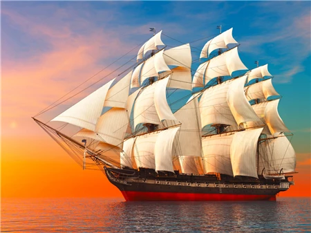 DIY Diamond Painting New Arrival Sailboat Home Decor Full Square round Mosaic Ship Embroidery Sunset Sea 11