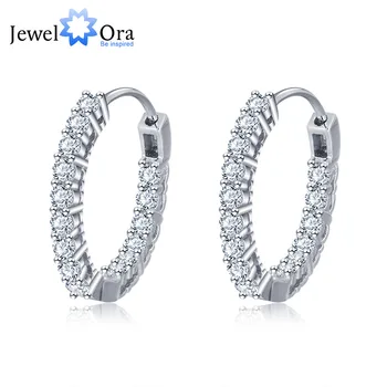 

Trendy 925 Sterling Silver Hoop Earrings For Women Sparkling Cubic Zirconia Wedding Jewelry Gift For Girls Jewelora Ea101739