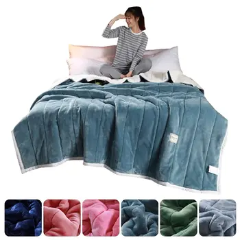 

Fleece Blankets Throws Adult Thick Warm Winter Blankets Home Super Soft Duvet Luxury Solid Blankets Twin Bedding*^*