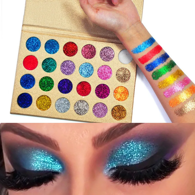 New 24 Colors Eyeshadow Palette Glitter Shimmering High Glossy Shiny Eye Shadow Waterproof Long Lasting Pigmented Eyeshadow