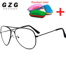 Унисекс, прозрачная металлическая оправа для очков, оптическая близорукость, очки, классические Брендовые очки для мужчин и женщин, прозрачные простые линзы, очки с коробкой