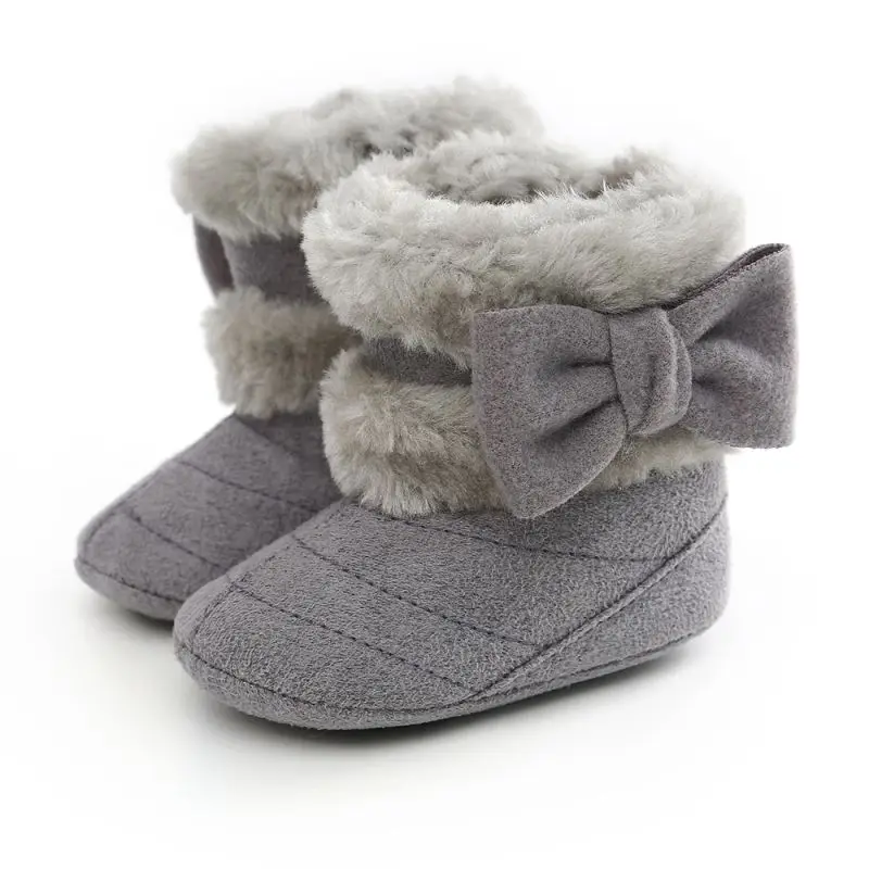 Toddler Baby Shoes Babies Winter Warm Booties Anti-Slip Toddler Newborn Baby Shoes Bow Crib Shoes Snow Boots