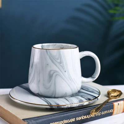 Керамическая чашка британская кофейная чашка блюдце набор мраморный узор чайная чашка простая домашняя Европейская маленькая Роскошная элегантная Цветочная чайная чашка кружка - Цвет: black 400ml
