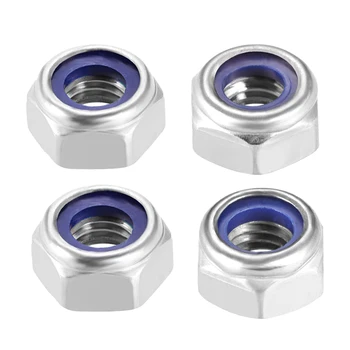 

uxcell 10-100pcs Nylon Insert Hex Lock Nuts M4 M5 M6 M8 M10 Nylon-insert lock nut 316 Stainless Steel Plain Finish