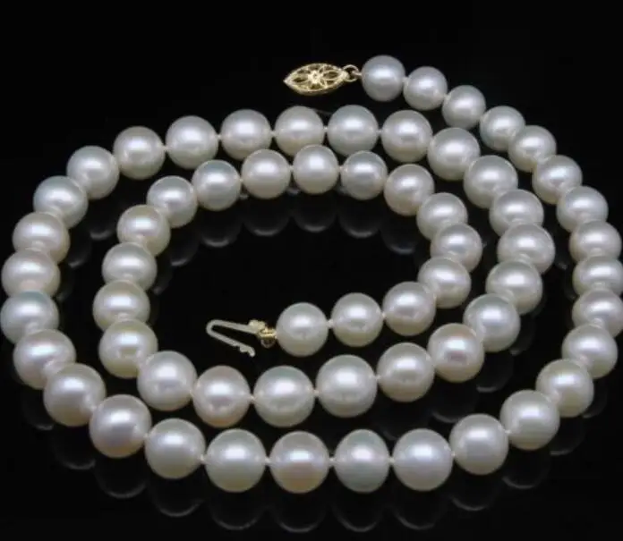 Jewelry Pearl Necklace noble women gift GOLD CLASP HHUGE natural freshwater White GW 9-9.5MM white + Akoya pear Free Shipping | Украшения и