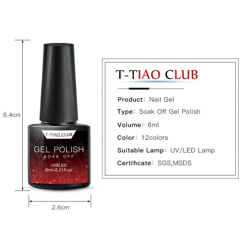 T TIAO CLUB 6 мл чистый Гель лак для ногтей полуперманентный матовый эффект УФ