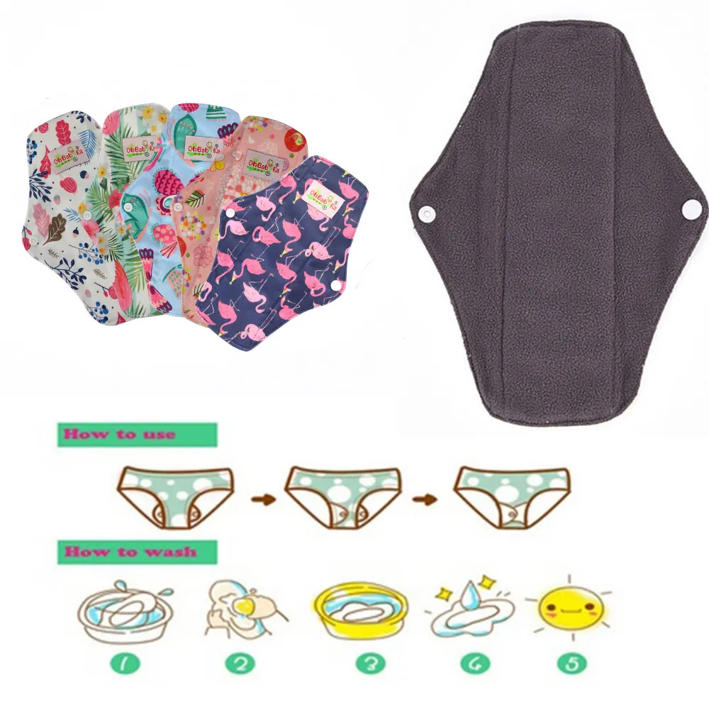 Reusable Sanitary Napkins Washable Cloth Menstrual Pads Mama Bamboo Charcoal Absorbency Panty Liner Overnight