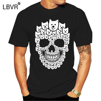 

Funny Samoyed Dog In Skull Pets Love tshirt for men 100% cotton Humor summer homme tshirts Round Collar HipHop Tops