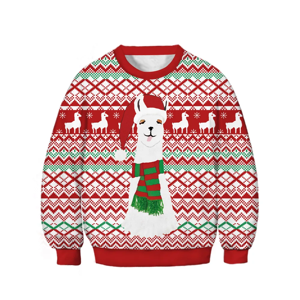 Рождественский костюм свитер для маленьких девочек Повседневный свитер из полиэстера с принтом в виде единорога и Санта-Клауса, свободная толстовка для мальчиков Одежда для детей