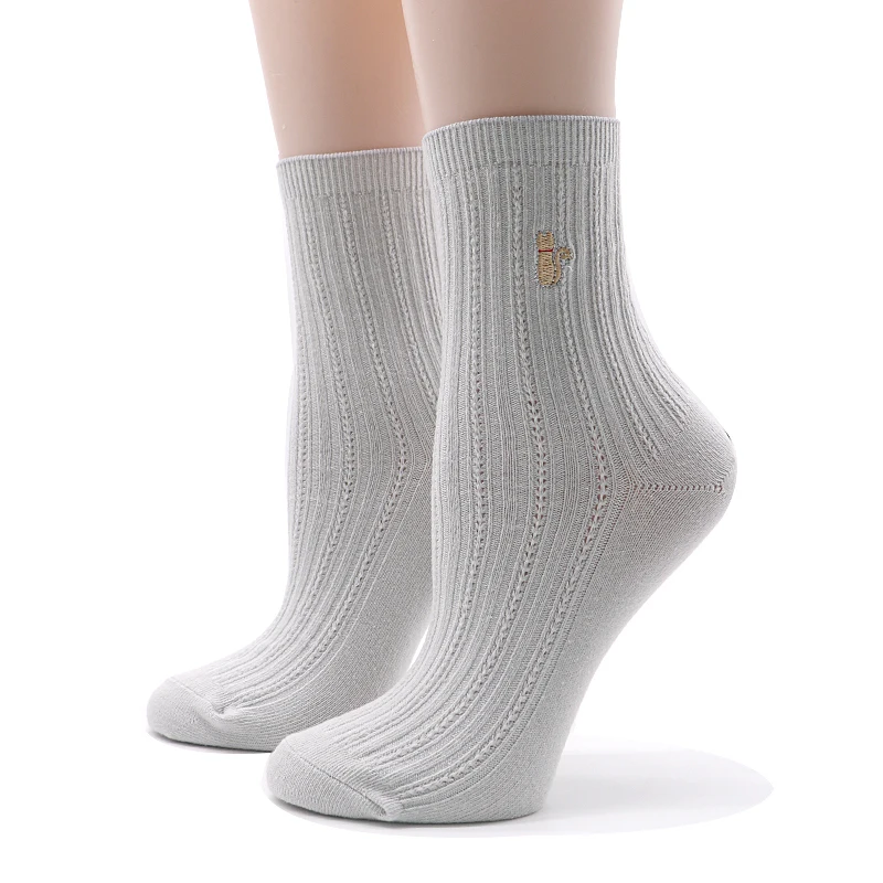 1 пара одноцветных длинных носков с принтом для девочек, Женские Двухцветные хлопковые носки, женские вязаные теплые носки для осени и зимы - Цвет: style 12