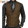 Black Formal Men's Vest Double-Breasted V-neck Men's Suit Vest Custom Wedding Tuxedo Steampunk 1
