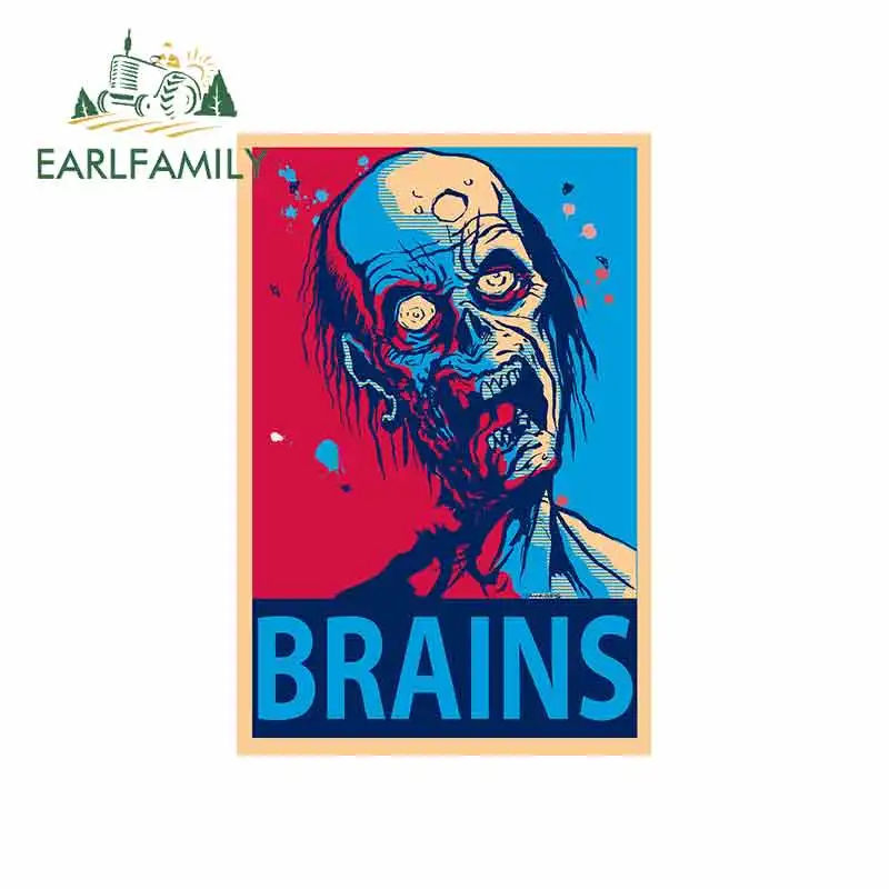 

EARLFAMILY 13cm x 8.7cm for Zombie Brains Car Stickers JDM Vinyl Air Conditioner RV VAN Fine Decal Car Accessories Graphics