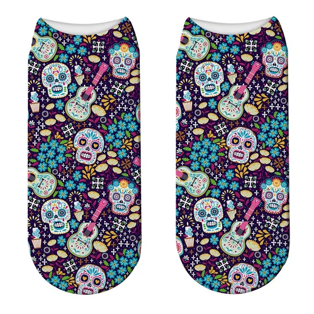 3D Cool Skull Printed Socks For Unisex Women Fashion Funny Low Ankle Socks Harajuku Cotton Comfortable Short Socks For Female Style8