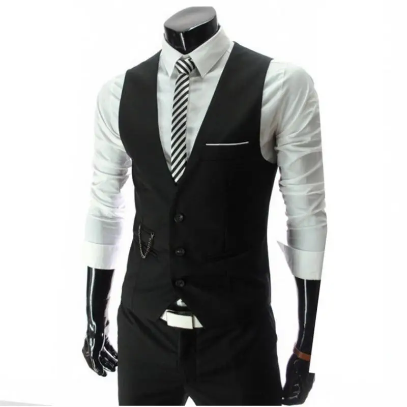 

2019 New Arrival Dress Vests For Men Slim Fit Mens Suit Vest Male Waistcoat Gilet Homme Casual Sleeveless Formal Business Jacket