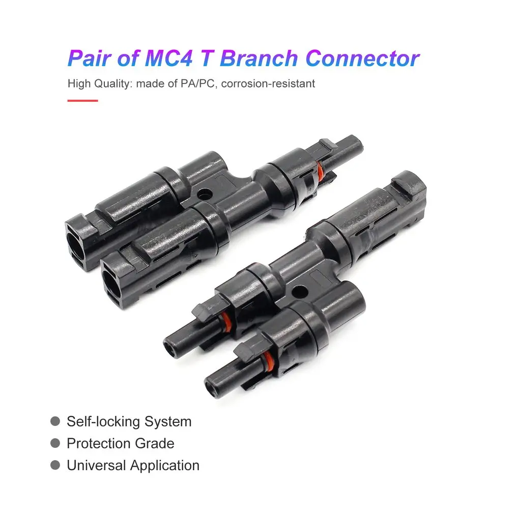 Панели солнечных батарей MC4 T филиал Разъемы сплиттер кабеля муфта Combiner для параллельного соединения между солнечной панелью s