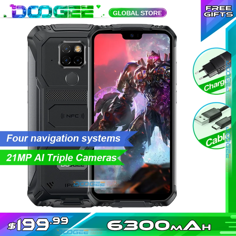 Смартфон повышенной яркости телефон Doogee S68 Pro Helio P70 Восьмиядерный 6 ГБ 128 Гб