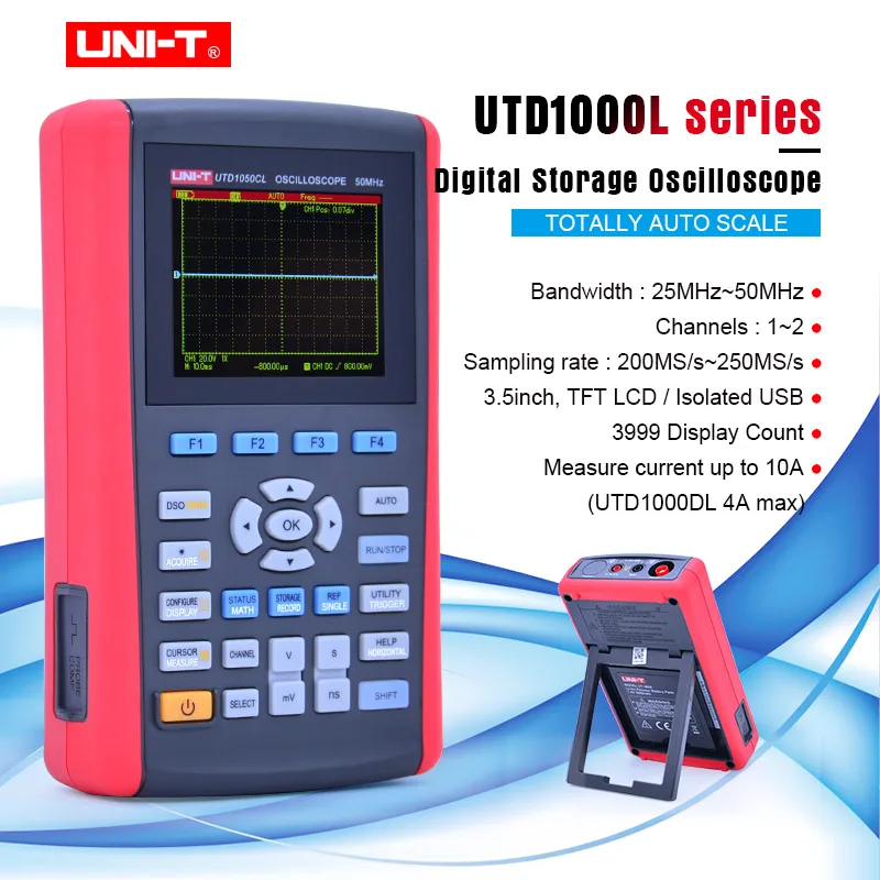 UNI-T портативный цифровой осциллограф с мультиметром USB прибор 25 ~ 50 МГц
