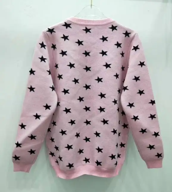 Тренд сети модный розовый стиль Шарм большие глаза пятиконечная звезда свитер кардиган, пальто, свитер женский