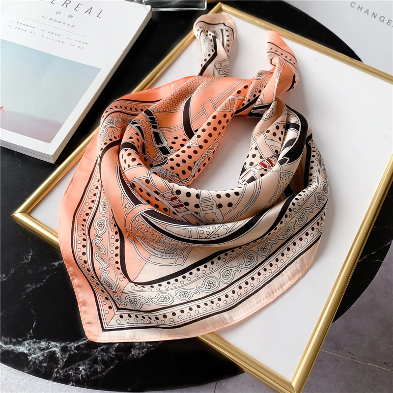 2020 летний брендовый шелковый шарф квадратный женский платок в горошек бандана