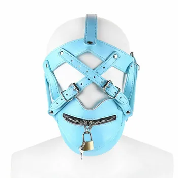 Gimp Head Harness Lockable Riding Mask Bondage Fetish Sex Toy BDSM Bondage Sex Headgear Erotic Black Slave Restraint Hood Mask 6