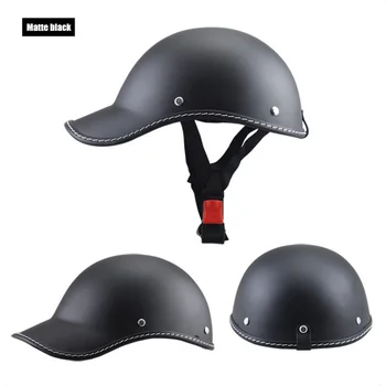 

Half Face Vintage Motorcycle Helmet Retro German Kask,Cafe Racer,Scooter,Cruiser,Chopper,Matte black,EPS lining,DOT approvedfff