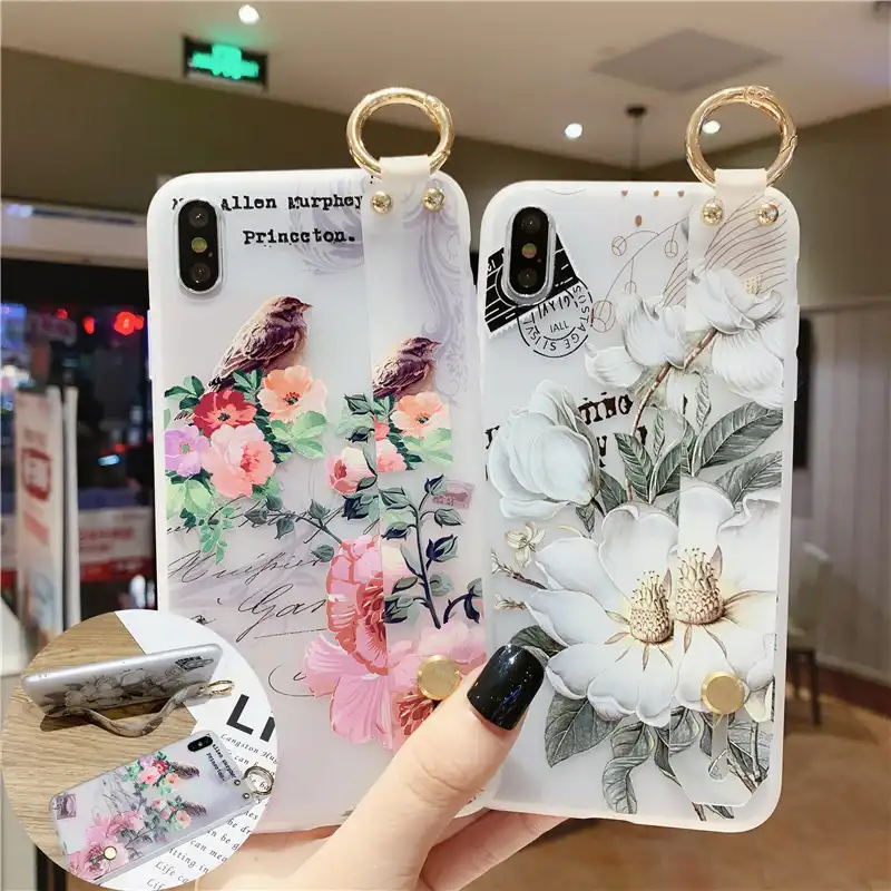 リストストラップ花と鳥ソフトケース Iphone 11 Pro X Xr Xs 最大 7 8 6s 6 プラス Iphone Xr ケース Iphone Se カバーケース 電話用緩衝材 Aliexpress