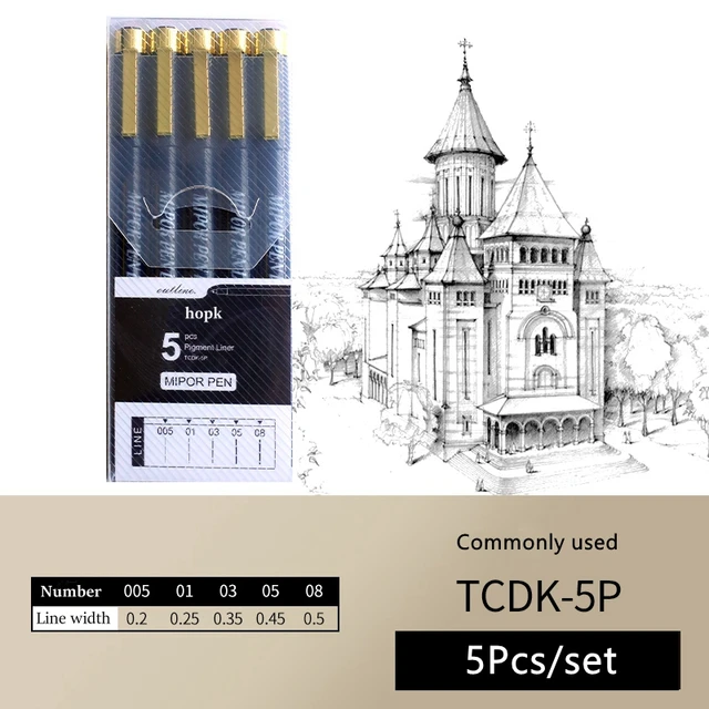 Pigment Liner Micron Ink Art Marker Pen Calligraphy Brush Pens Black Fineliner Sketching Manga Drawing Hand Lettering White Pen 5Pcs set A-1