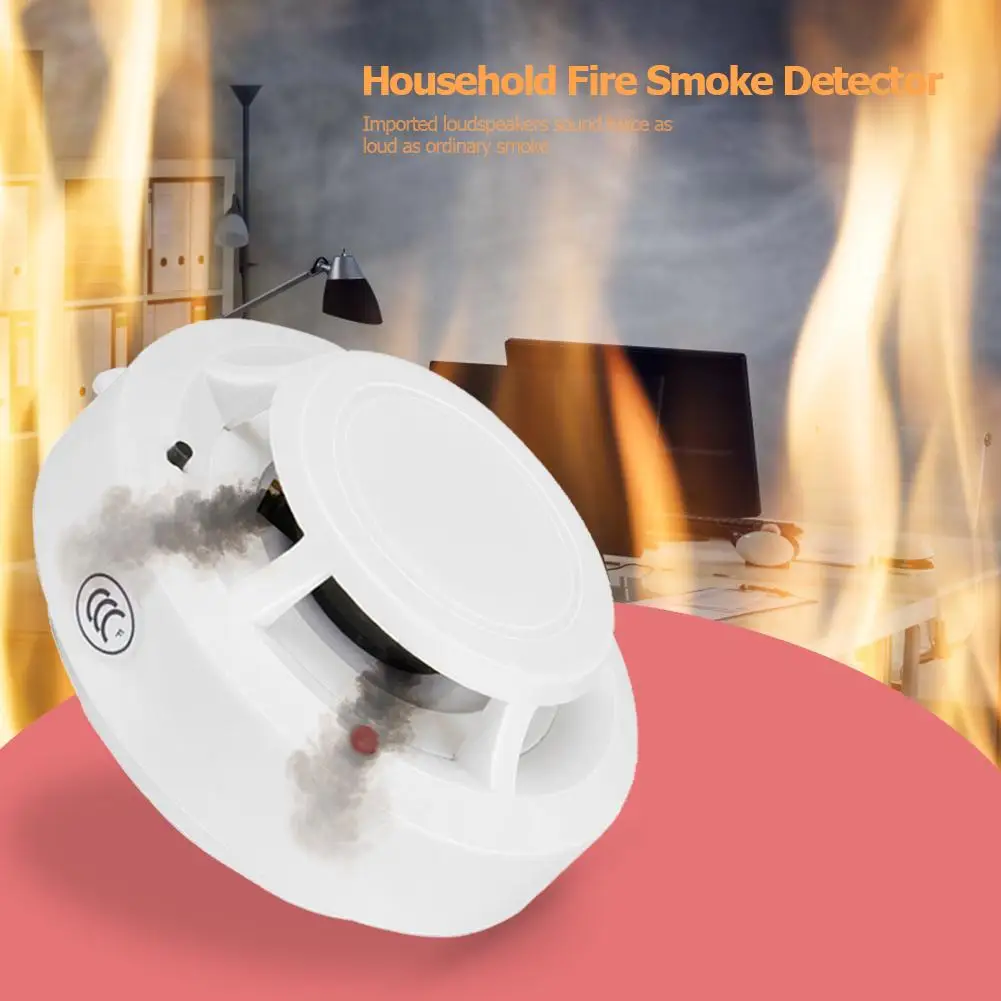 Detector de humo y fuego para seguridad del hogar, alarma independiente, Sensor de alto Decibelio, altavoz importado de larga duración