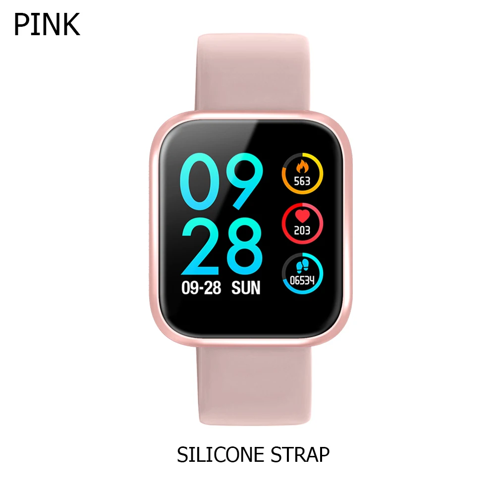 pink silicone P70 Смарт часы кровяное давление монитор сердечного ритма Водонепроницаемый Фитнес браслет часы для женщин и мужчин Smartwatch для IOS Android - Цвет: pink silicone
