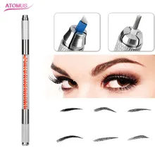Ручной Двойной Кристалл акриловая тату-ручка фирма atomus Microblading перманентные инструменты для бровей розовый, фиолетовый для макияжа бровей