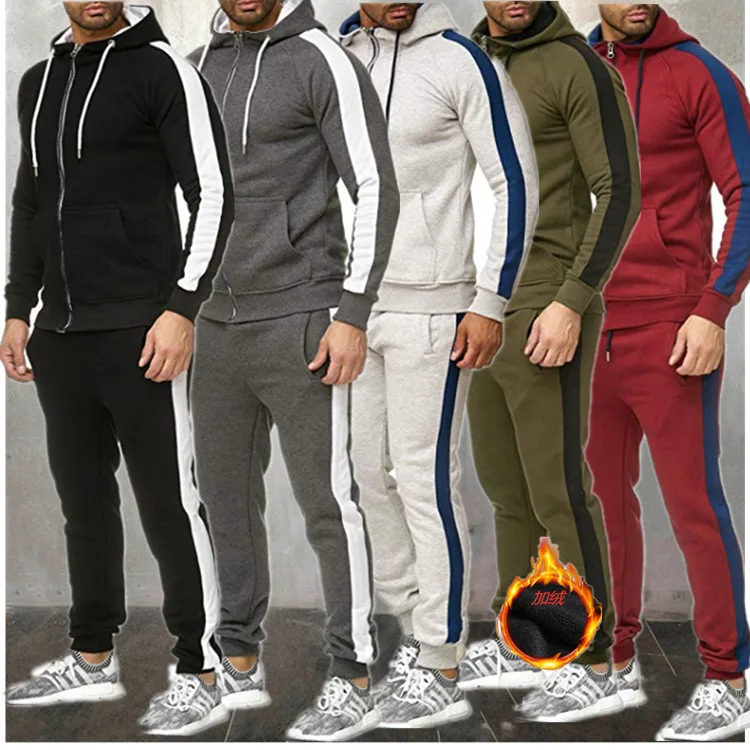 

2020 men's leisure sweater set, men's slim hip-hop splicing sweater, European and American style Hoodie, running sports fitness