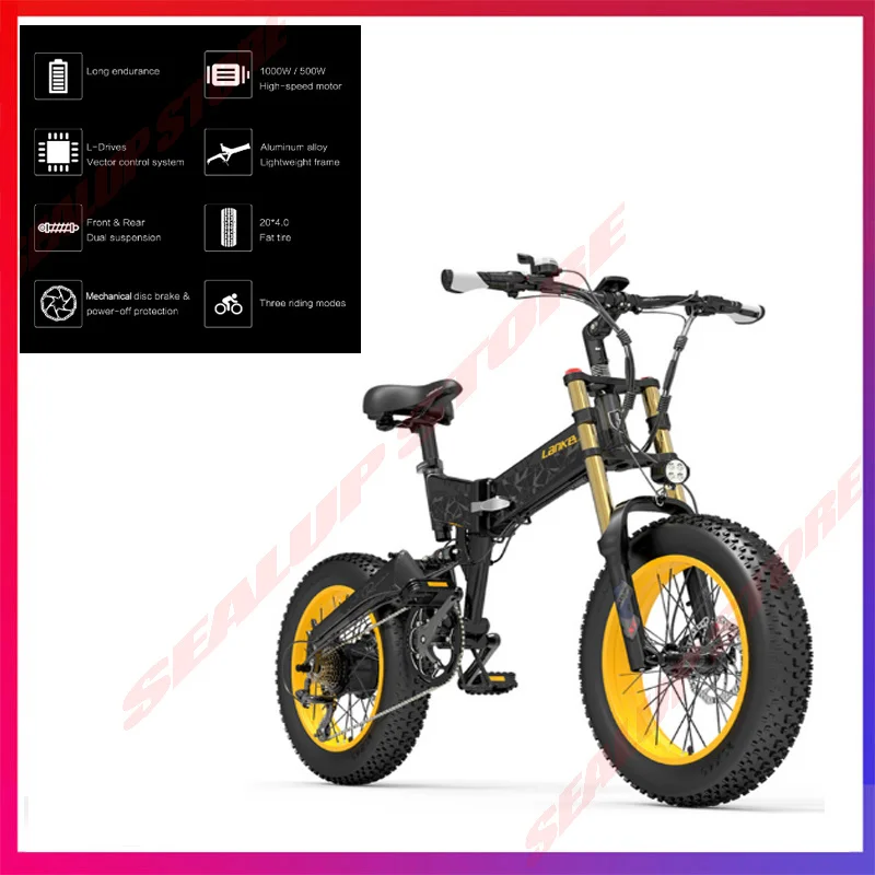 Eu Warehouse Lankeleisi X3000 Plus 1000w 48v Folding Electric E bike  Bicycle with Fat 20 Inches Tire for Adult|Electric Bicycle| - AliExpress