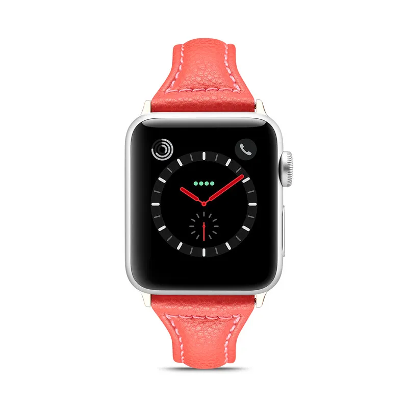 Тонкий часы с ремешком из натуральной кожи, ремешок для наручных часов Apple Watch, версии 44/40/42/38 мм Для женщин Замена Напульсники для наручных часов iWatch серии 5 4 3 2 ремень