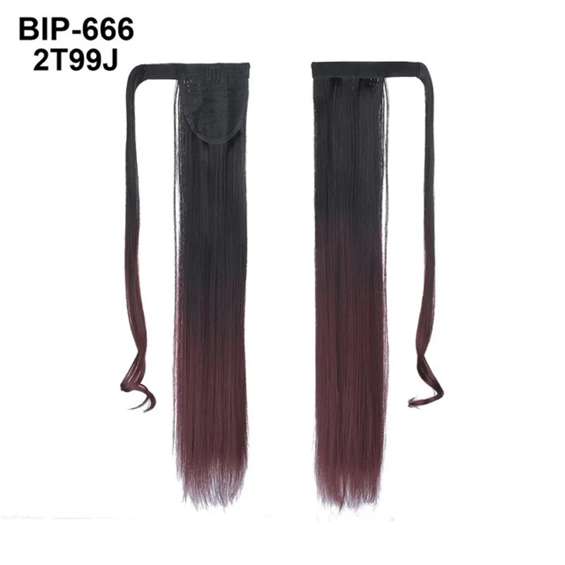 2T99J Jeedou прямые синтетические волосы конские хвосты 2" 55 см 90 г красный розовый смешанный цвет Омбре обертывание вокруг конского хвоста наращивание волос - Цвет: 2T99J