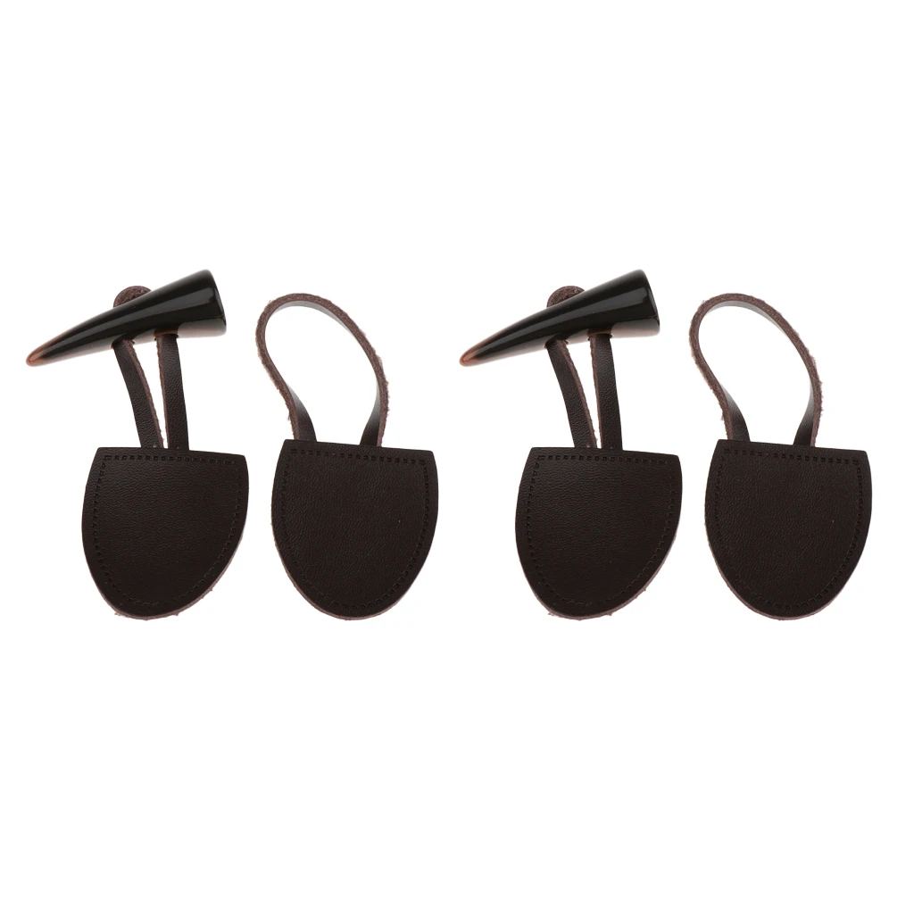 Sew-On PU Leather Toggles Buttons with Resin Horn Closures for Jackets Coats Bags Other Decorative Objects , 2 Sets
