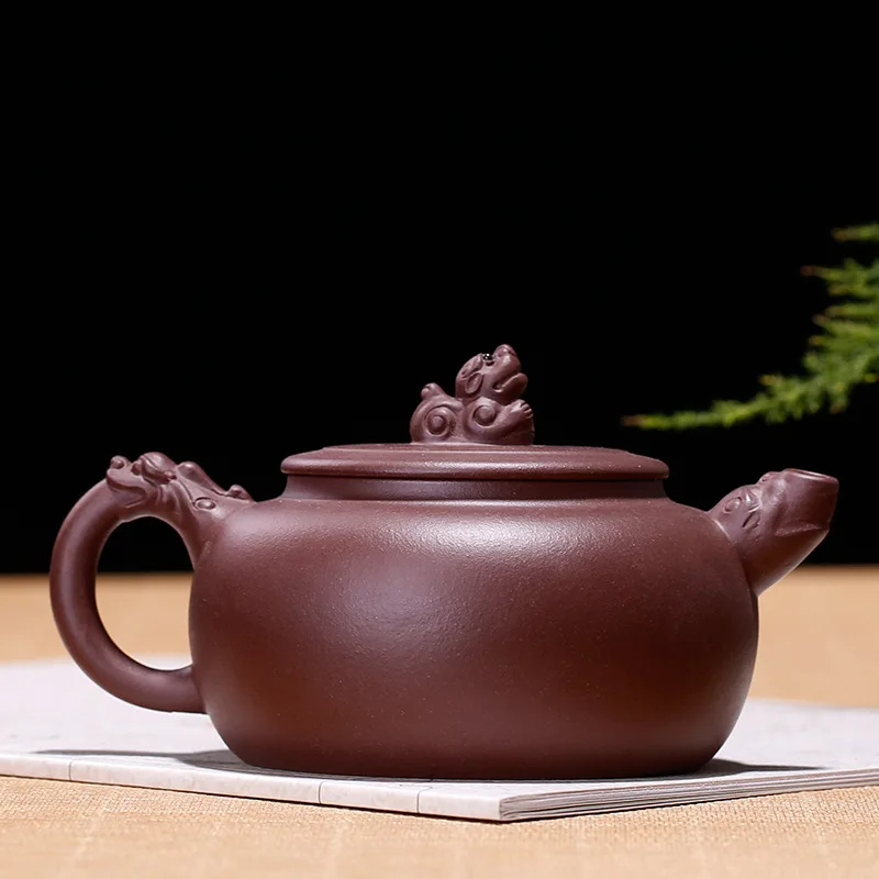 Yixing Clay Teapot Raw Ore Old Purple Clay All Rivers Run into Sea Coloured Drawing Entirely Handmade Teapot Gift Customization