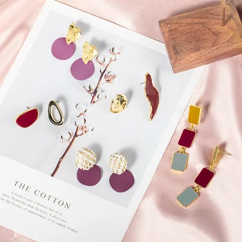 

X&P New Design Sweet Earring Irregular Geometric Acrylic Long Big Earrings For Women 2019 Korean Dangle Jewelry Elegant Pendient