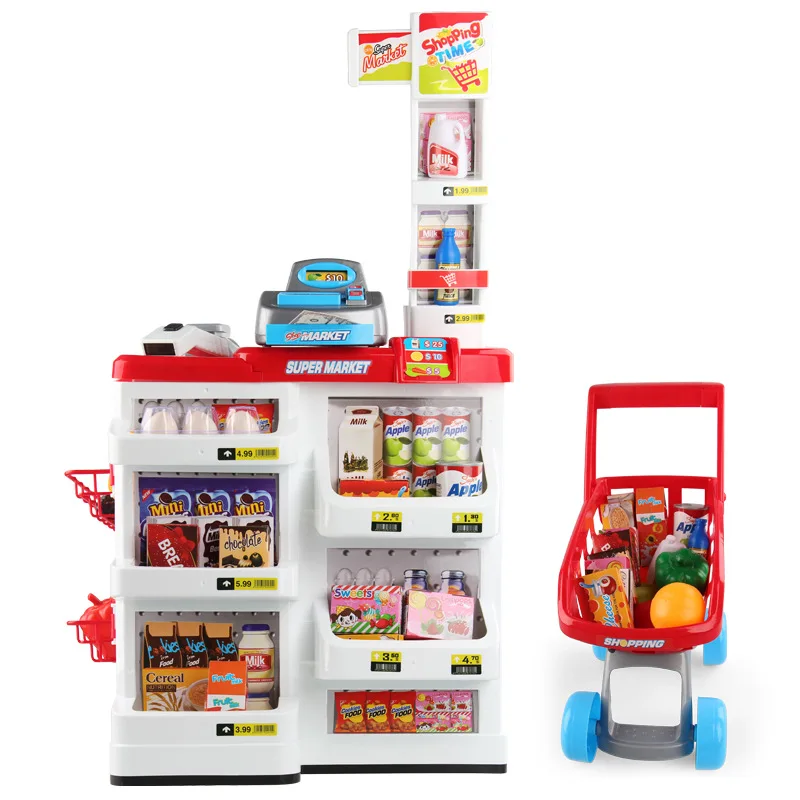 Cash Register Toy POS Machine Supermarket Play House Set Children Model Baby Nursery Plastic Cashier Desk