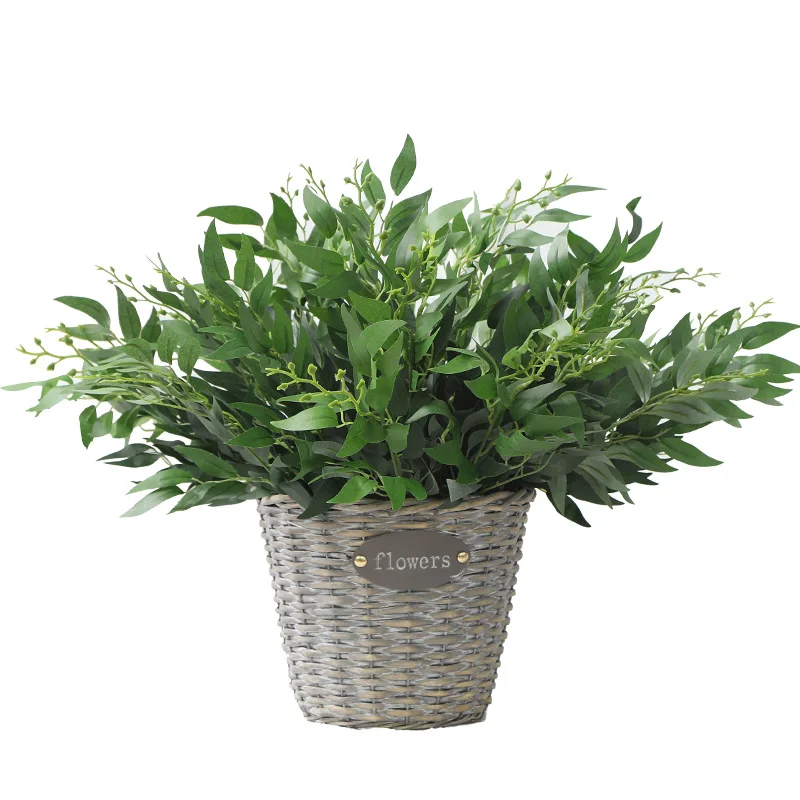 

Artificial Willow Leaves Plants For Home Wedding Forest Party Decor DIY Faux Bouquet Artificial Foliage Artificial Dried Flowers