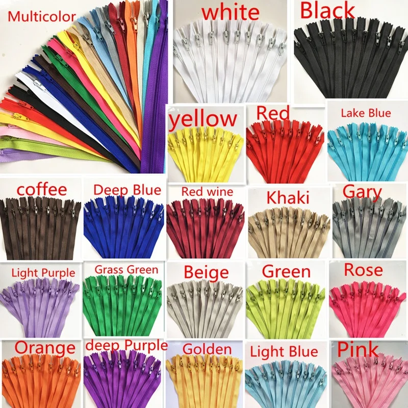 100pcs 3# Closed End Nylon Coil Zippers Tailor Sewing Craft ( 3-40 Inch) 7.5-100 CM Crafter's &FGDQRS  (20/Color U PICK)