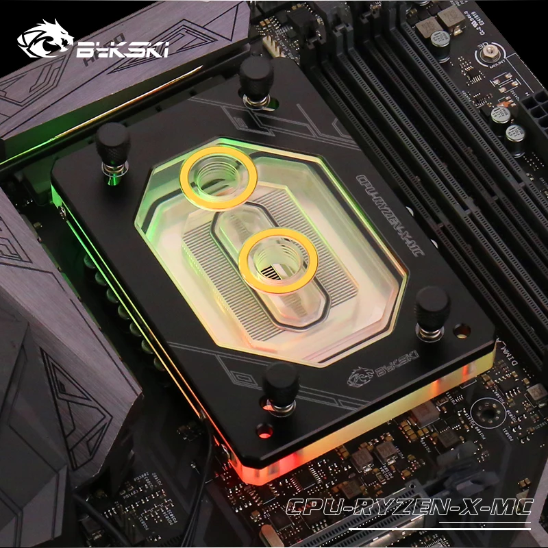  Bykski CPU-RYZEN-X-MC RGB Led CPU Water Cooling Block for AMD AM2 AM3 AM4 TR4 Black - 4000104145528