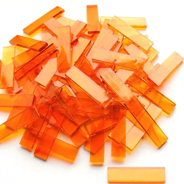 Mixed Color 1 X 4 Cm Square Stained Glass Strip Clear Glass Mosaic Pieces DIY Mosaic Tiles Hobbies Art Crafts Material 100g 10