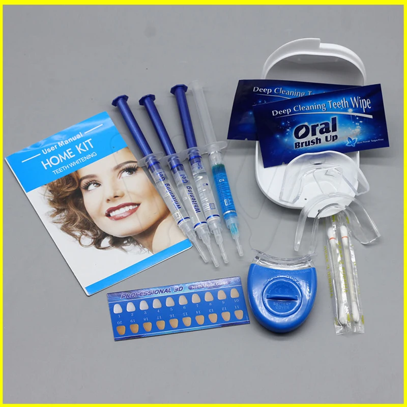 Professional Teeth Whitening Kit 4 Gel 2 Strips 1 LED White Tooth Bleach Blanchiment Dent Tanden Bleken Blanqueador Dental Care (5)