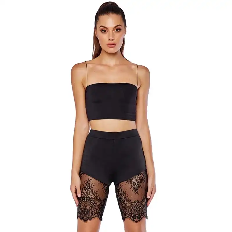 black 2 piece short set