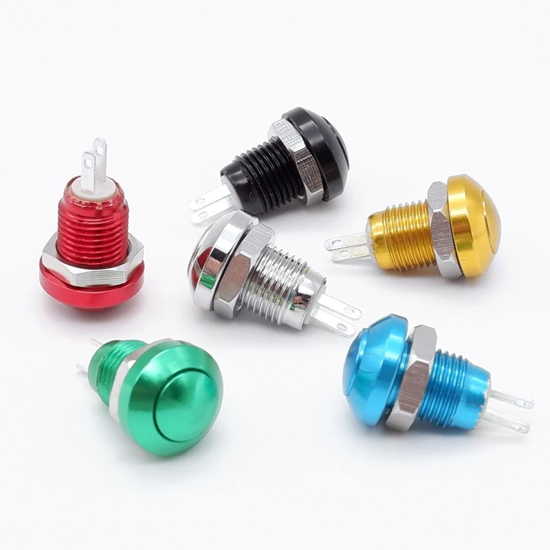 8mm Push Button Switch Momentary Metal Horn Doorbell Bell  Car Auto Engine PC Power Start Starter Red Green Black Blue NO