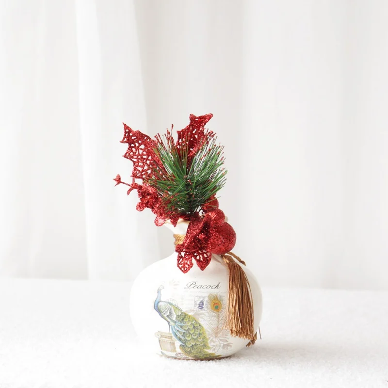 Рождественский Блестящий искусственный цветок стебли кулон для рождественской елки Рождественский венок украшения свадьба Вечеринка счастливый год подарок