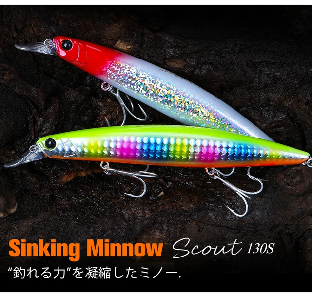 TSURINOYA 130S Saltwater Game Sinking Minnow SCOUT 130mm 24g Power Fishing  Lure Long Casting Shore Seabass Flounder Large Baits