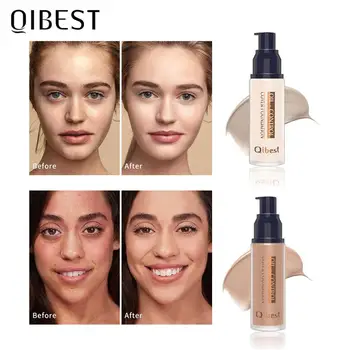 

QIBEST Foundation Matte Professional Face Base Makeup Oil-control Full Coverage Waterproof Foundation Cream Foundation Makeup